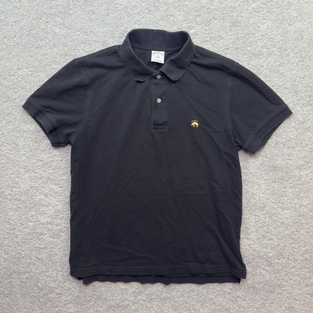 Brooks Brothers 1818 Slim Fit Polo Shirt Mens M Black Golden Fleece Logo